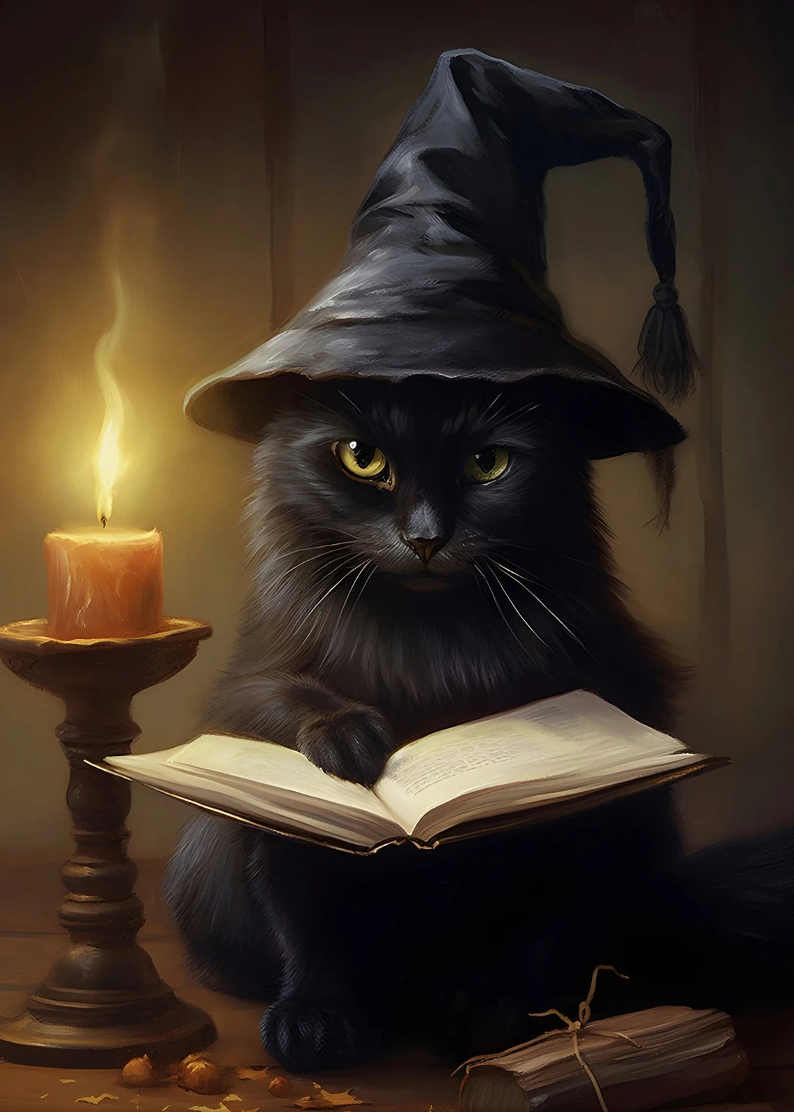 イベント・ハロウィングッズ|黒猫とフクロウのキャンバスアート