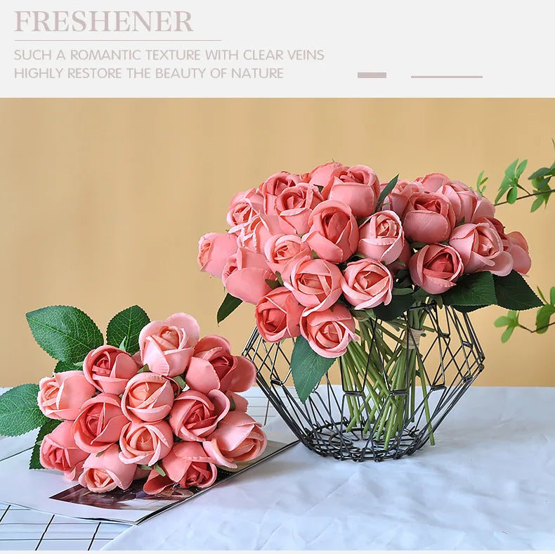 パーティー・インテリア装飾|造花シルクローズブーケ(25cm)