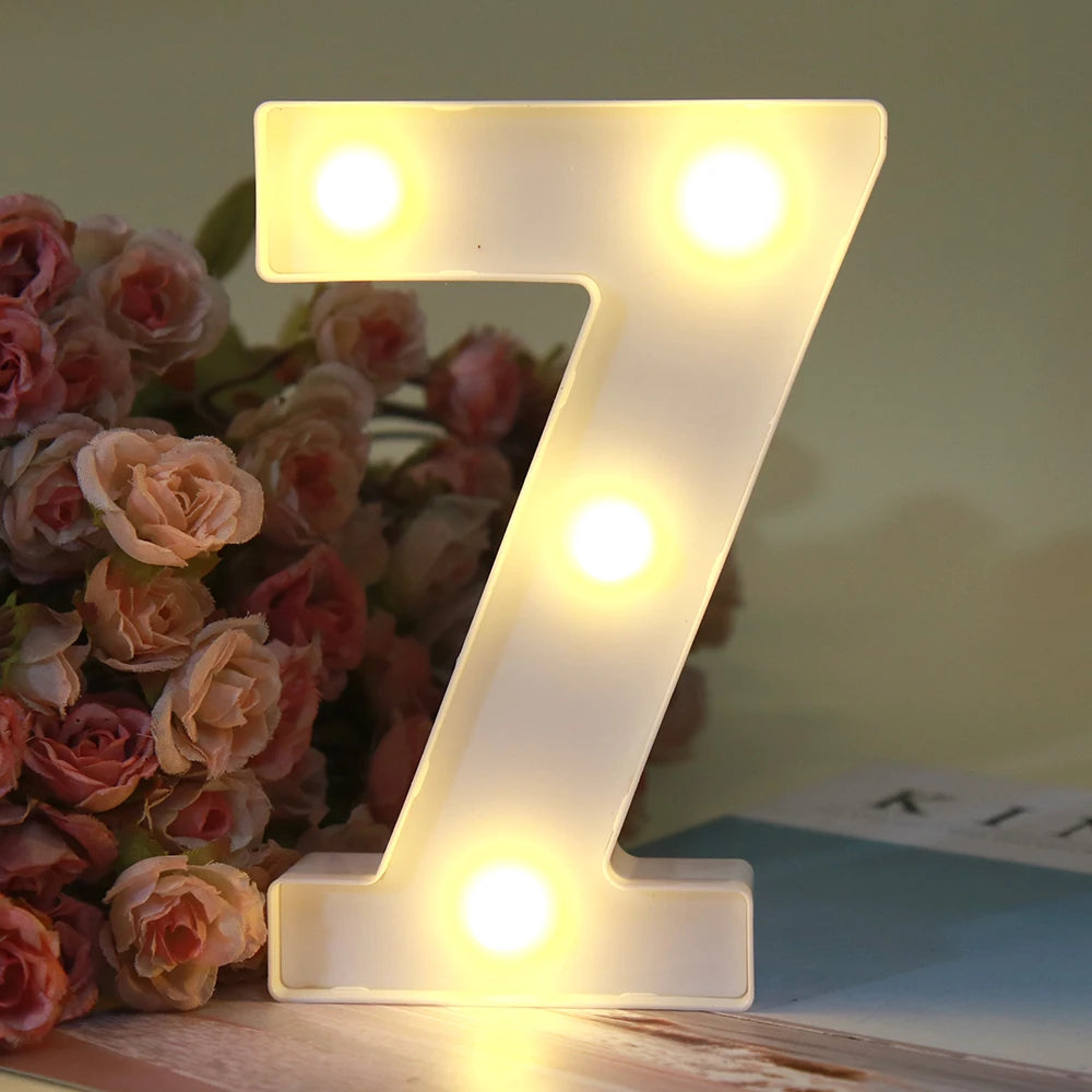 【LED装飾】LEDライト・デコレーションライト(ハート/数字/アルファベット)ホワイト 16cm