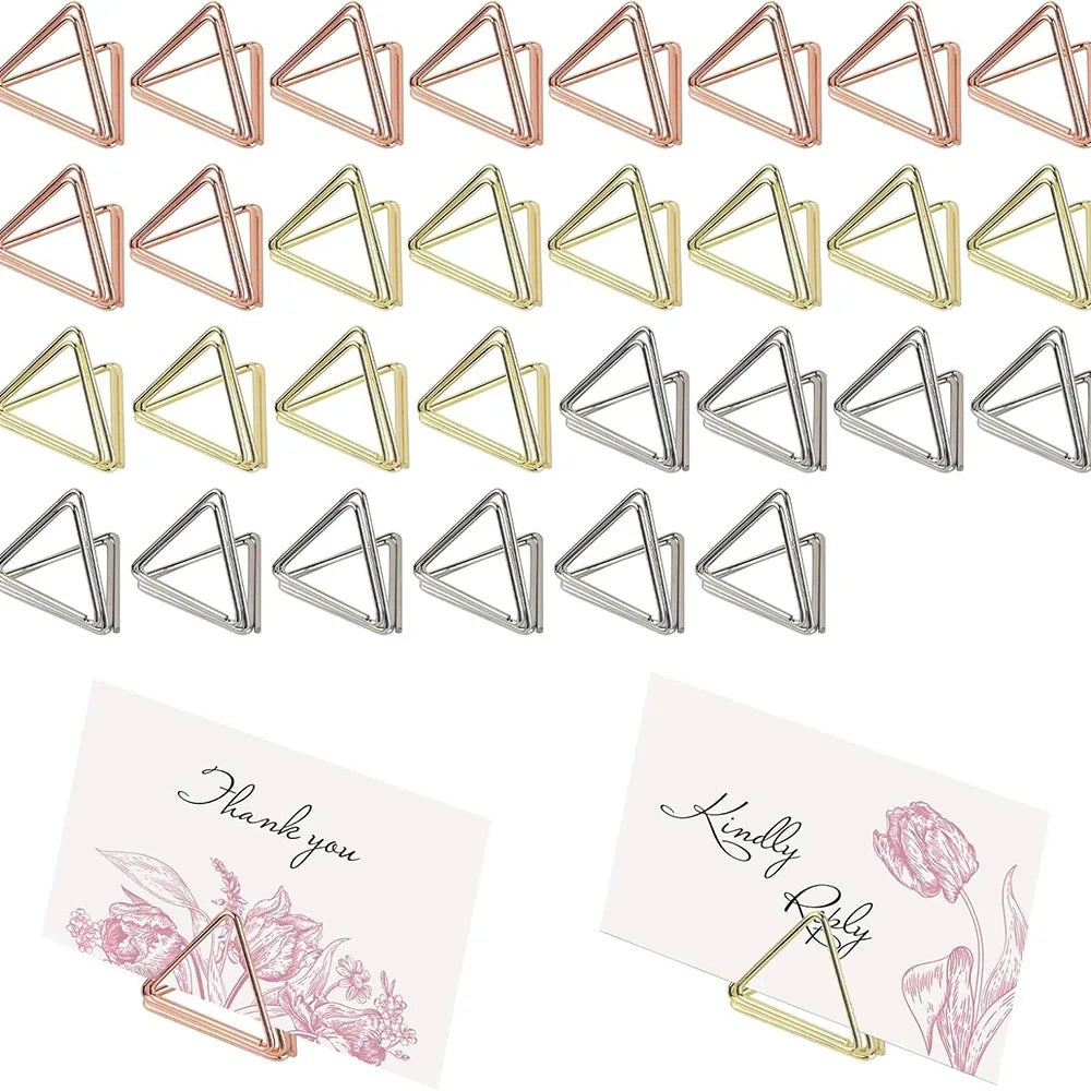 イベント・結婚式装飾|金属製三角形フォトクリップスタンド10個セット