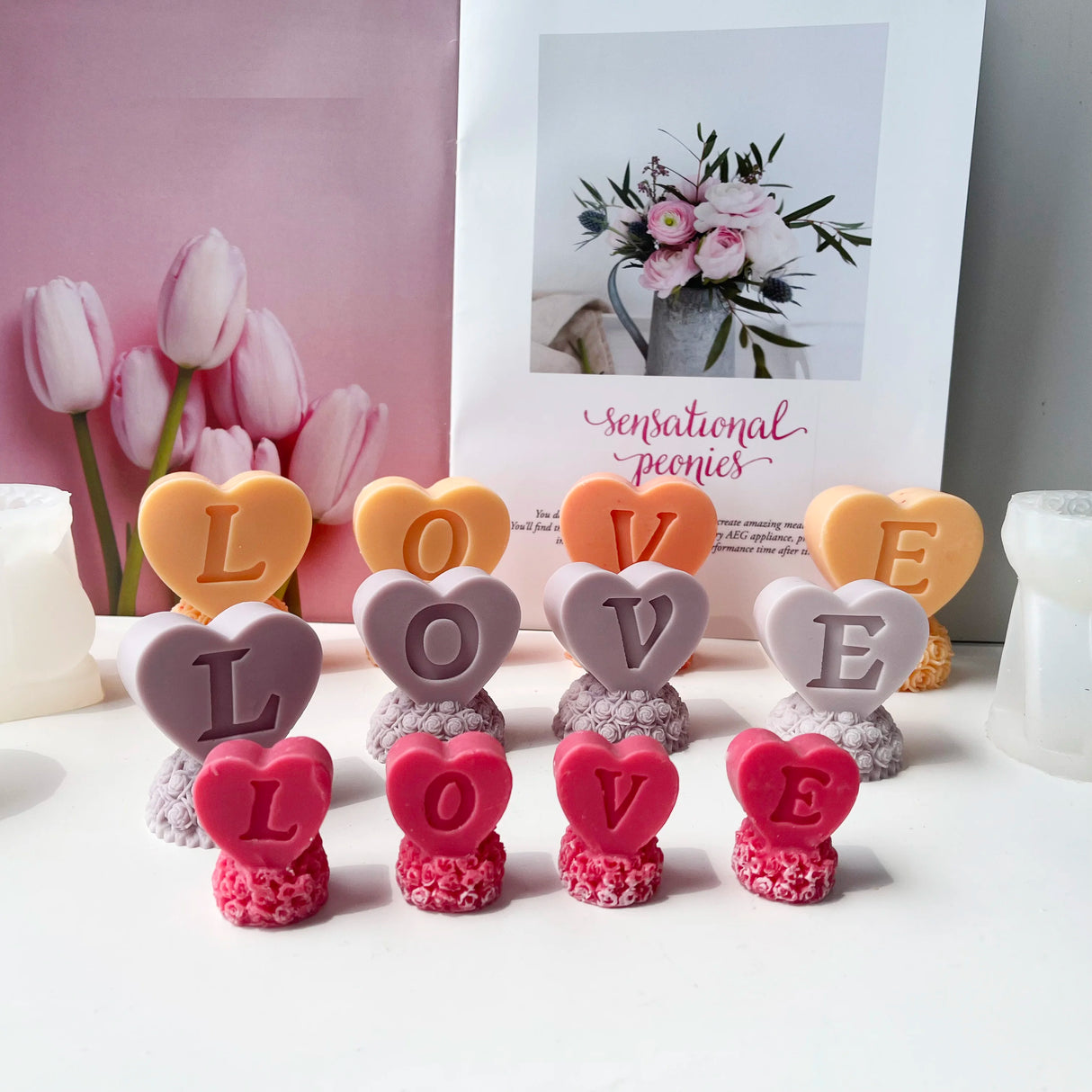 クラフト・DIY用|ハンドメイドキャンドル用 ローズハート型