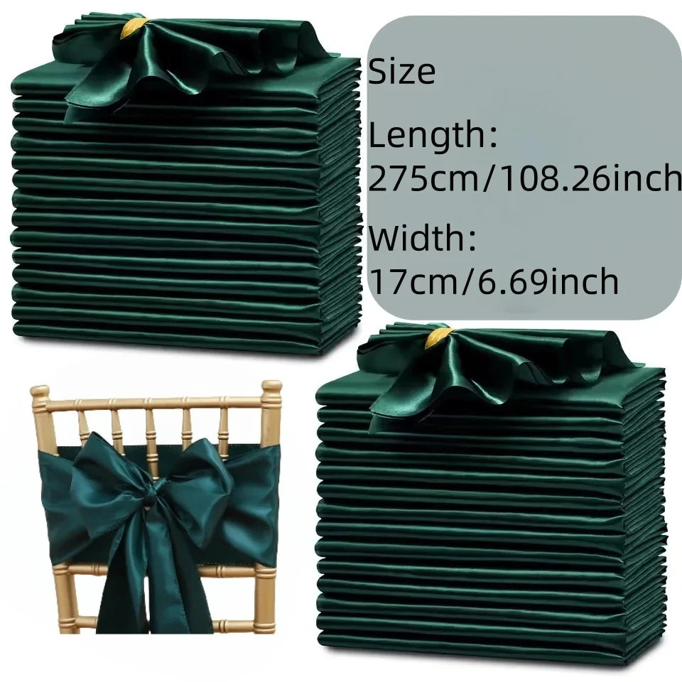 インテリア・パーティ装飾 | サテンリボン椅子カバーセット | 10個 背もたれカバー