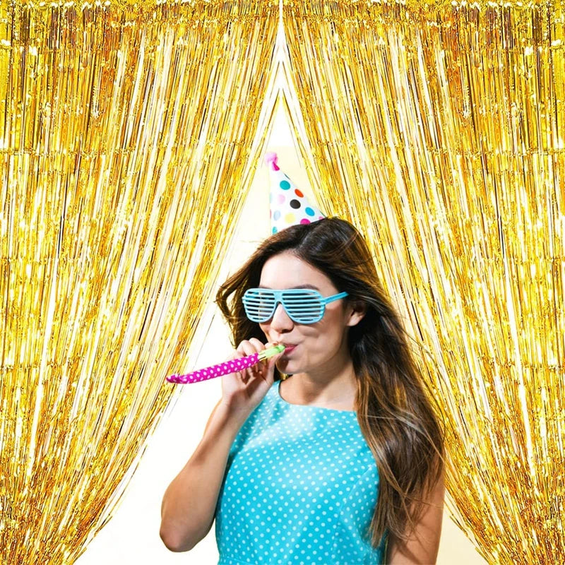 パーティー・インテリア用装飾 キラキラ!ホイル素材カーテン 光反射演出