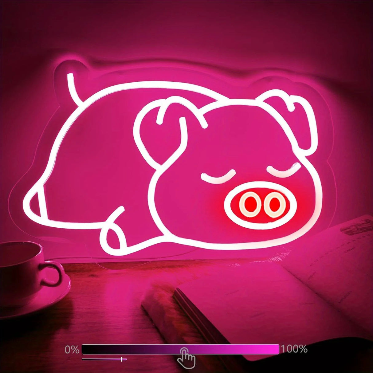 かわいい豚のLEDネオンサイン(ネオン看板) 調光可能