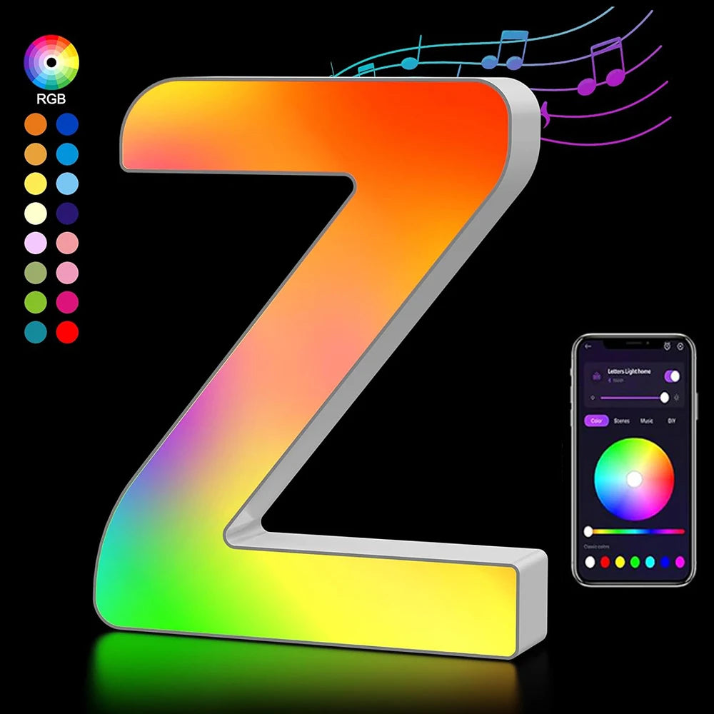 【LED装飾】LEDライト・デコレーションライト(数字/アルファベット)調光可能 レインボーカラー