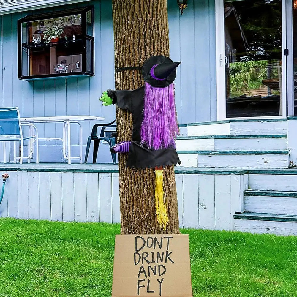 イベント・ハロウィングッズ| 魔女が木にぶつかる屋外装飾