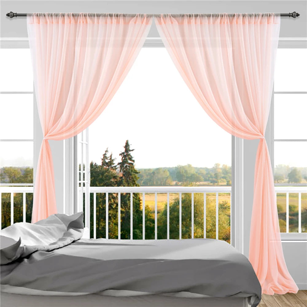 エレガントなシアーカーテン 背景デコレーション