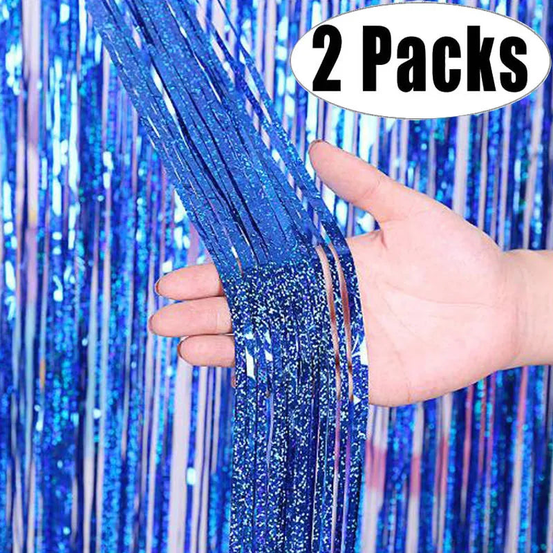 パーティー・インテリア用装飾 キラキラ!カラーカーテン 2Pセット メタリック