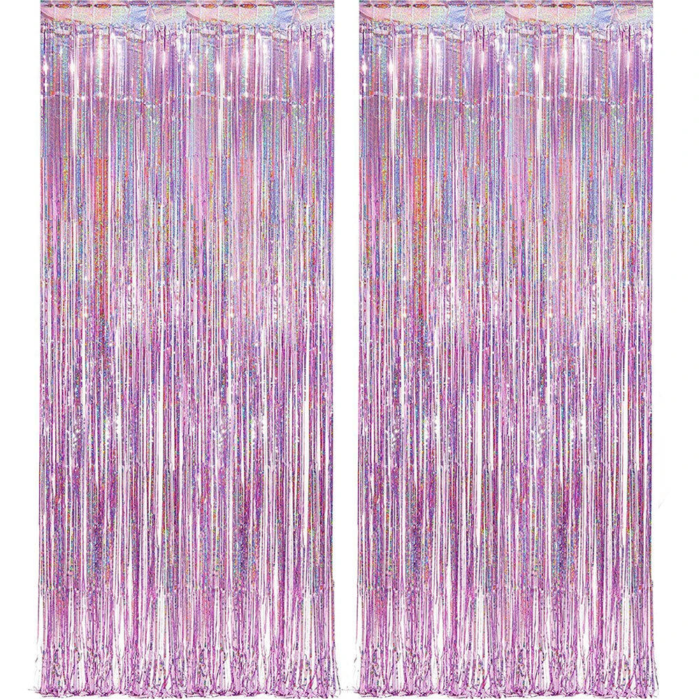 パーティー・インテリア用装飾 キラキラ!ホイル素材カーテン 2Pセット 光反射