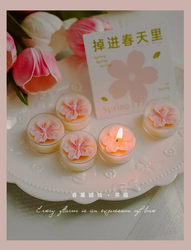 ピンクピーチブロッサム香りのティーライトキャンドル4個セット