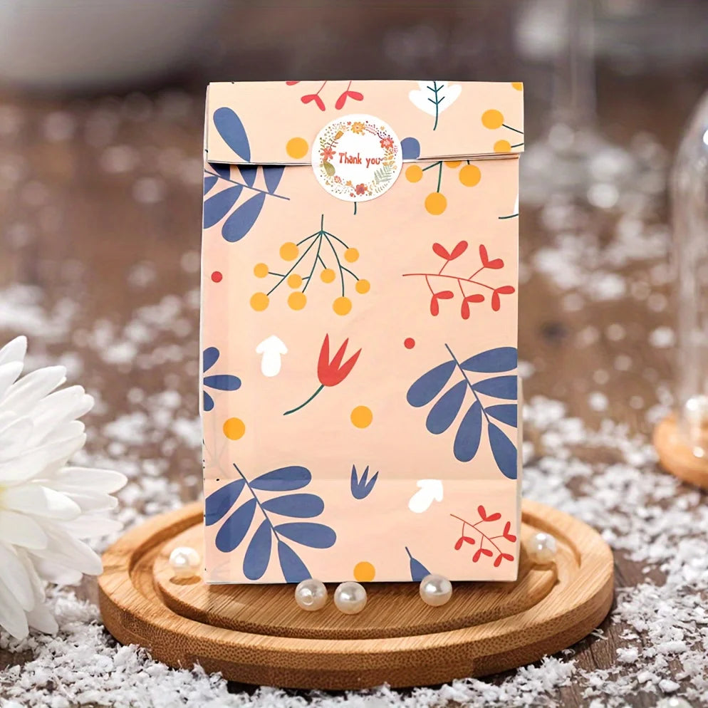 |ノベルティ用品 | シール付 ボタニカル柄紙袋 | 12x22x8c