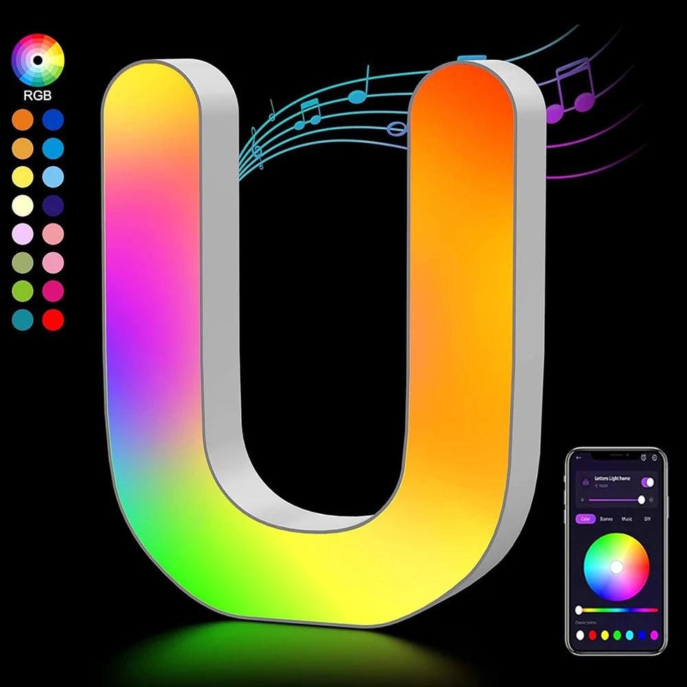 【LED装飾】LEDライト・デコレーションライト(数字/アルファベット)調光可能 レインボーカラー