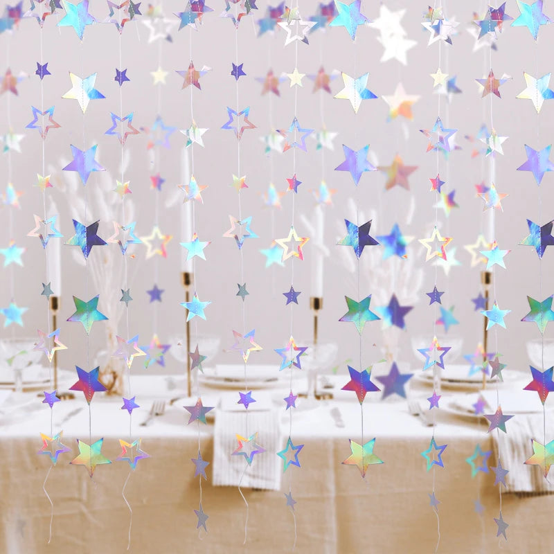 イベント・クリスマス装飾|虹色星型ガーランドバナー