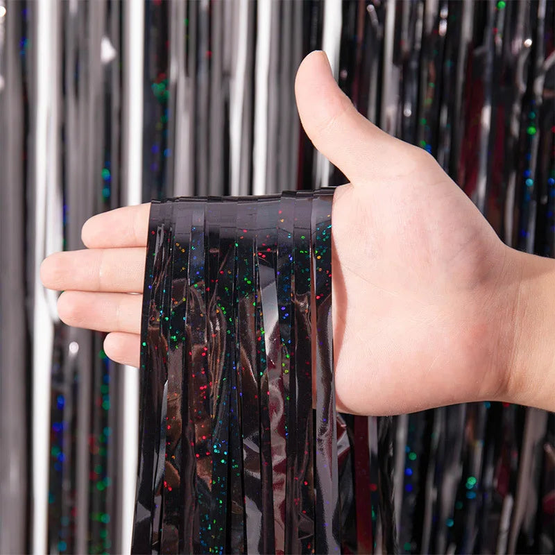 パーティー・インテリア用装飾 キラキラ!ホイル素材カーテン 再利用可能