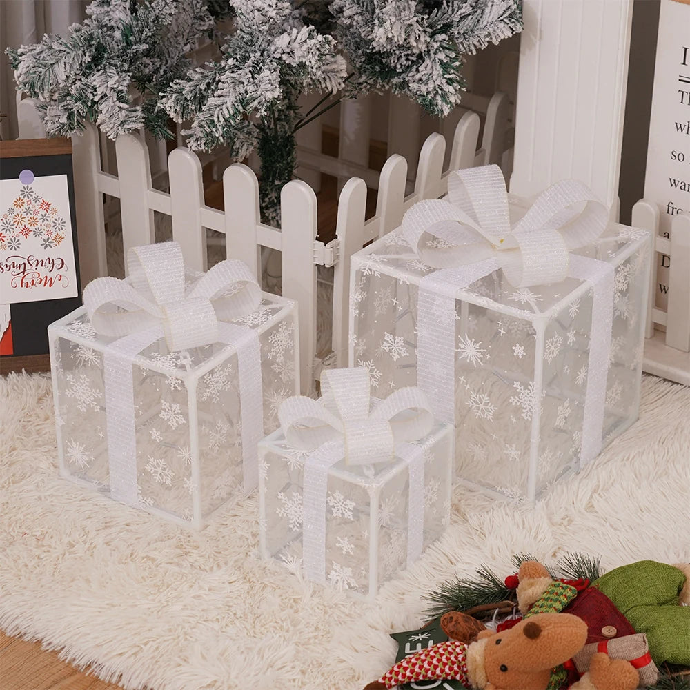 イベント・クリスマス装飾|ライト付きクリスマスギフトボックス(3個セット)
