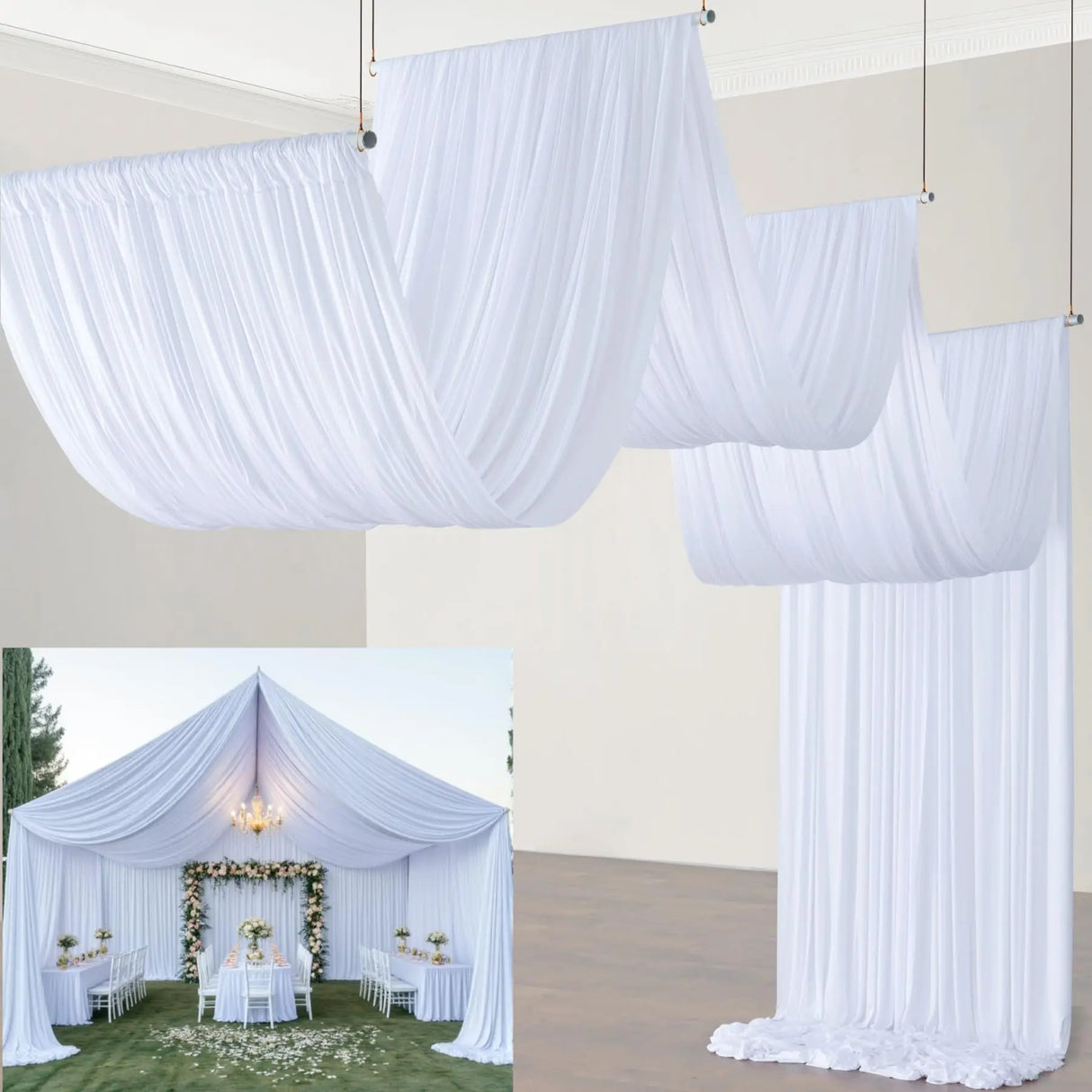 シワ防止背景幕ドレープ 5×20フィート