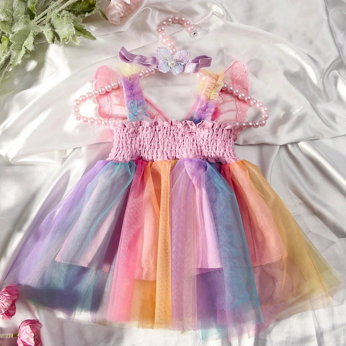 イベント・ハロウィングッズ|新生児用のイベントにぴったり!天使風ドレスセット