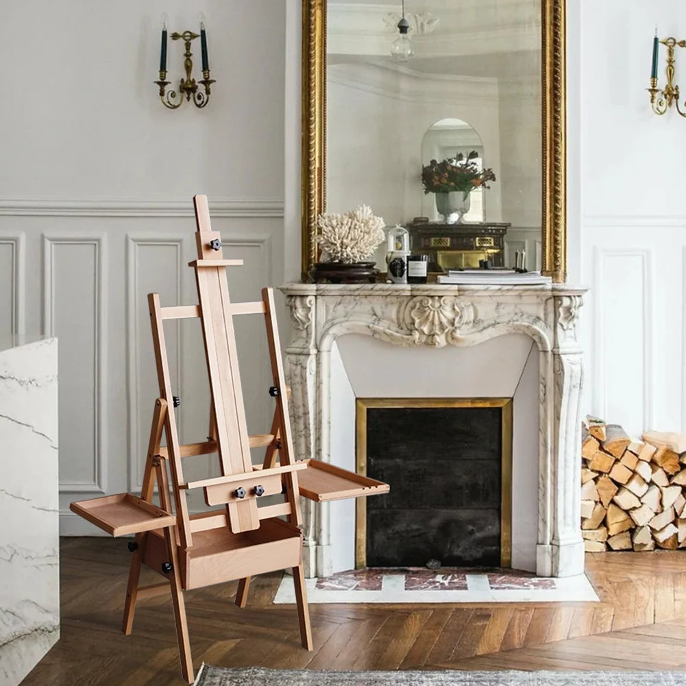 引き出しトレイ付き多機能ブナ材イーゼル