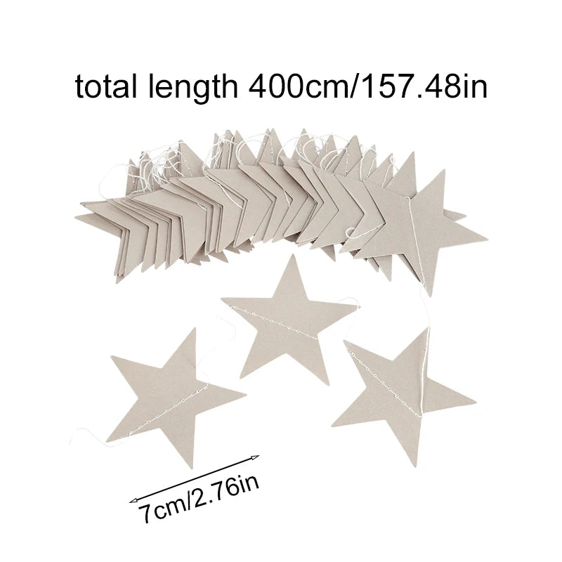 イベント・クリスマス装飾|カラフル星型バナー ゴールドシルバーガーランド