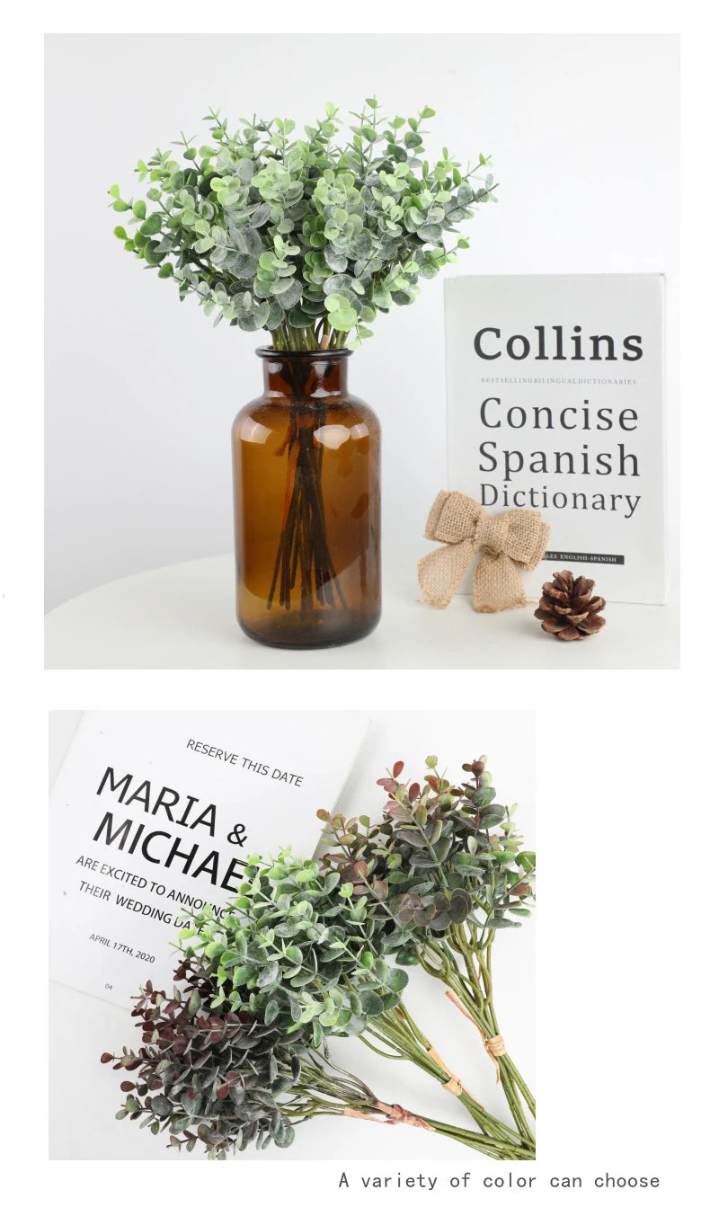 パーティー・インテリア装飾|フェイクグリーンユーカリの枝 6本セット(約37cm)