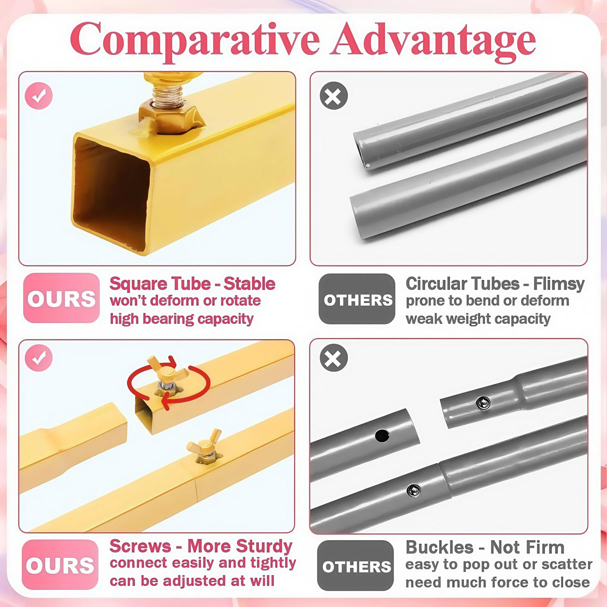 イベント・パーティー装飾 メタル製スクエア型デコレーションフレーム 3サイズ展開