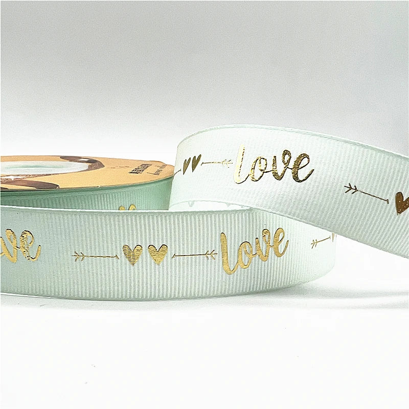 グログラン LOVEリボン 25mm 幅 5ヤード