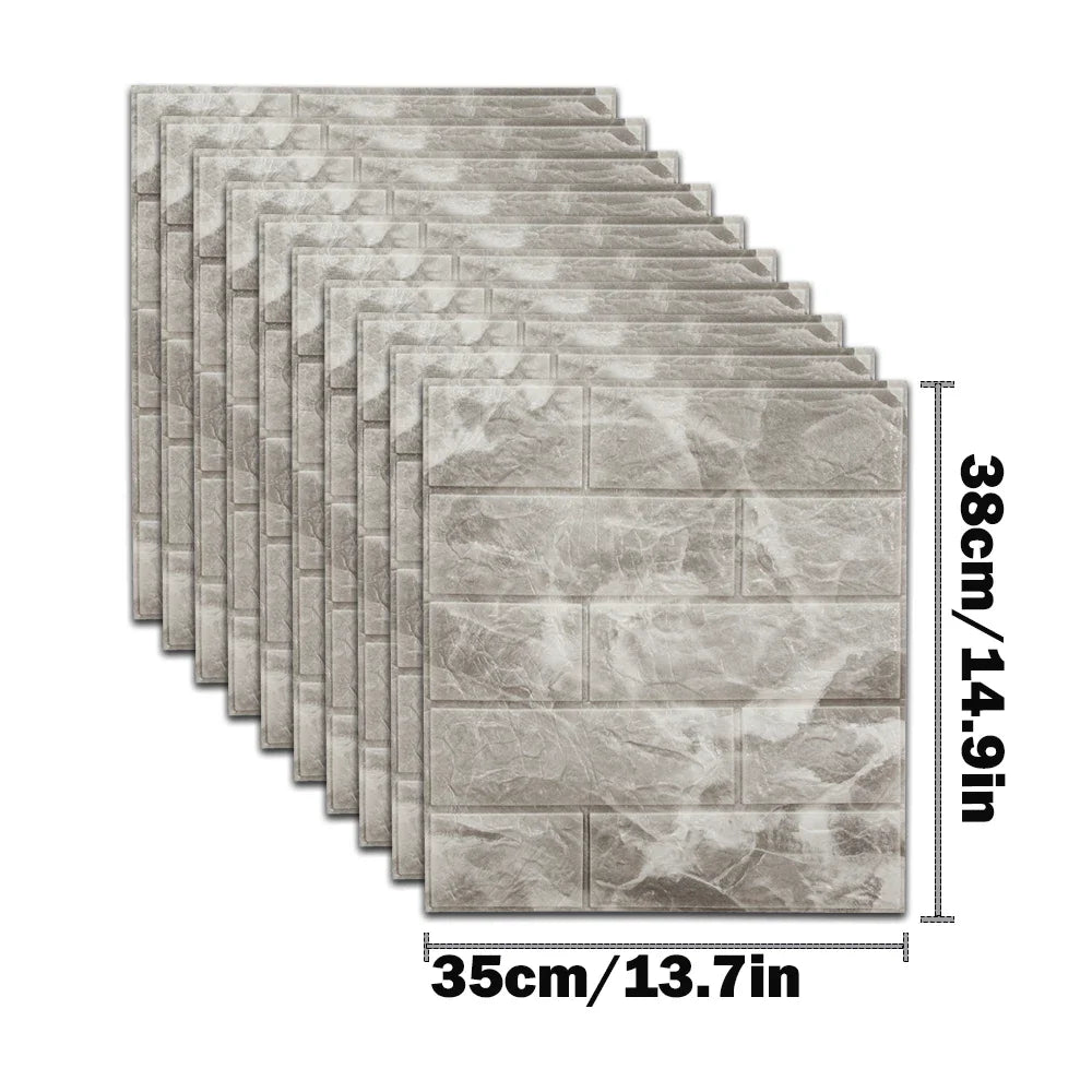 DIY用 レンガ風ステッカー 35x38cm 10pcs コンパクトサイズ防水仕様