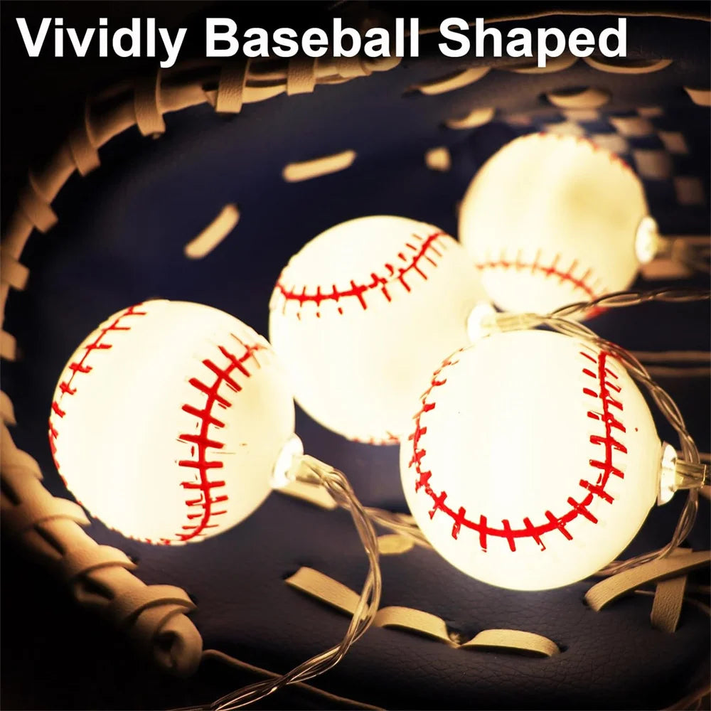 イベント・ハロウィン装飾|野球・サッカー・ビーチバレーボール型LEDストリングライト(1.5M/3M/6M)