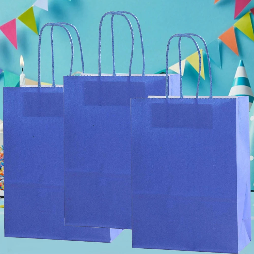 |ノベルティ用品 | クラフト紙ギフトバッグ ブラック・ブルー | 16x22x8c