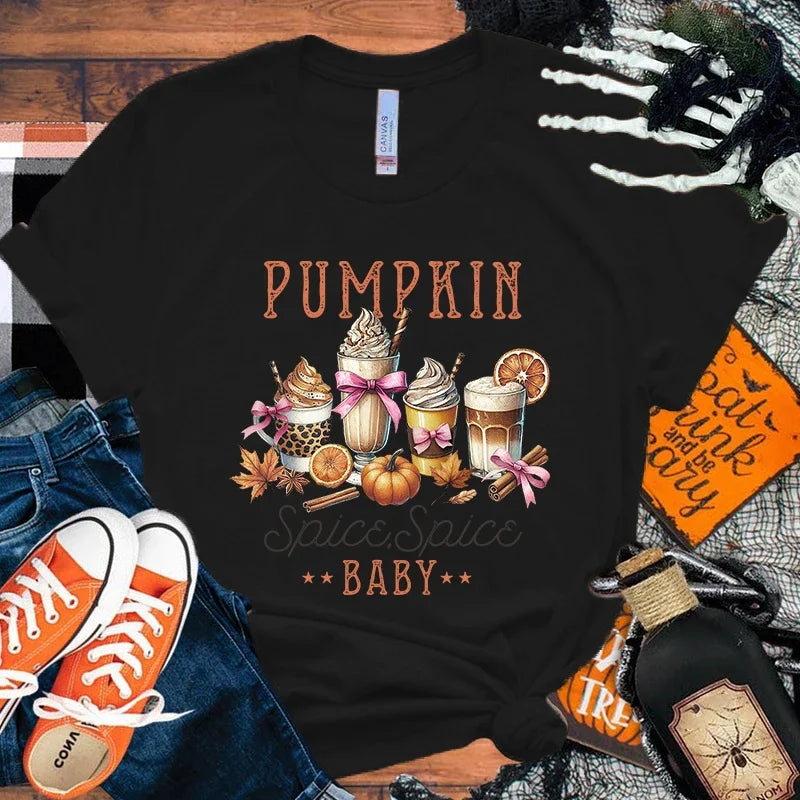 イベント・ハロウィングッズ|レディース ハロウィンスイーツ柄Tシャツ(S~3XL)