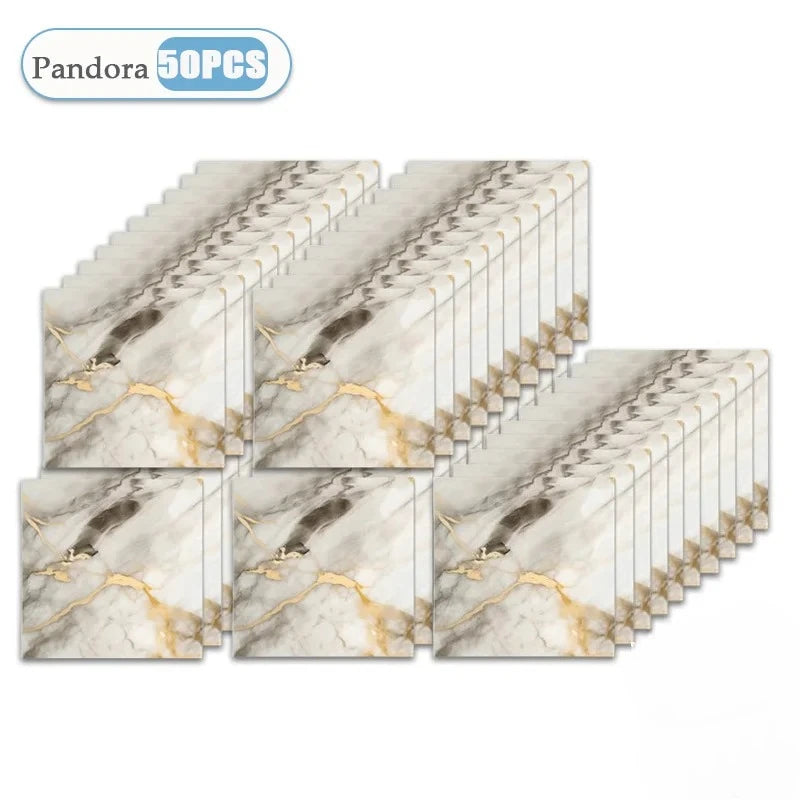 DIY用 マーブル柄タイル風 ステッカー 10枚入~50枚入 大容量