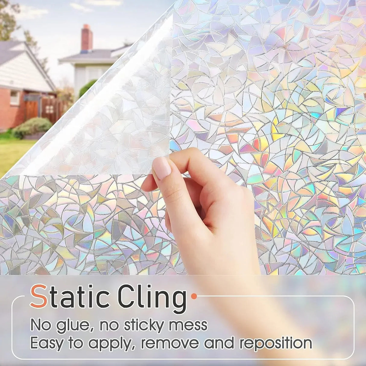 3Dステンドグラス風ウィンドウフィルム (UVカット・接着剤不要タイプ)