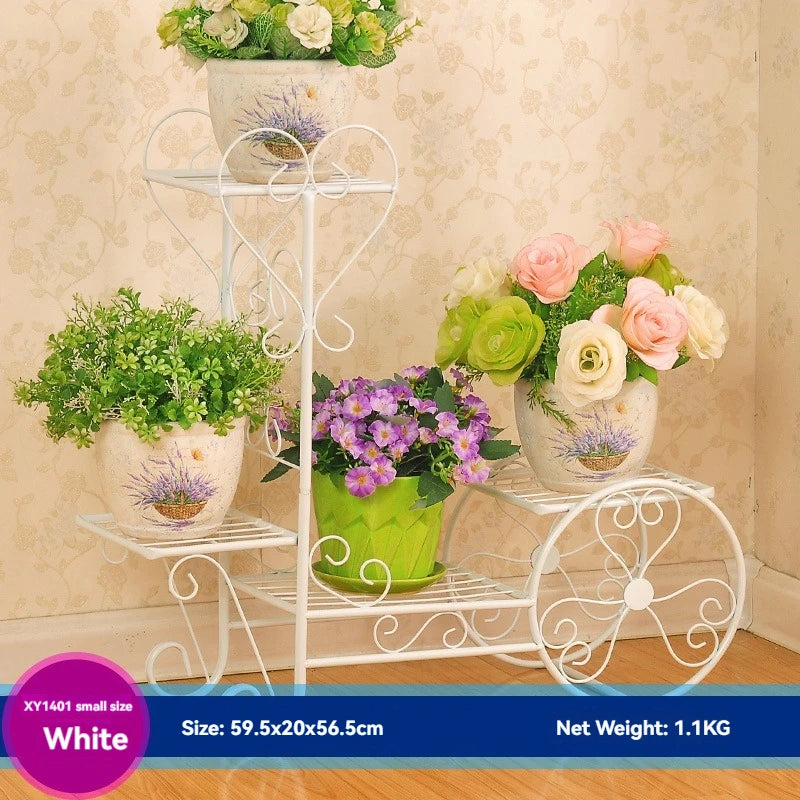 ガーデン・インテリア装飾|アイアン製かわいい花車型フラワースタンド