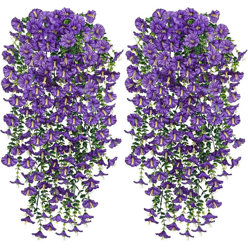 パーティー・ガーデン装飾 造花 75cmホワイト人工ペチュニア吊り下げ 手作りシルク素材