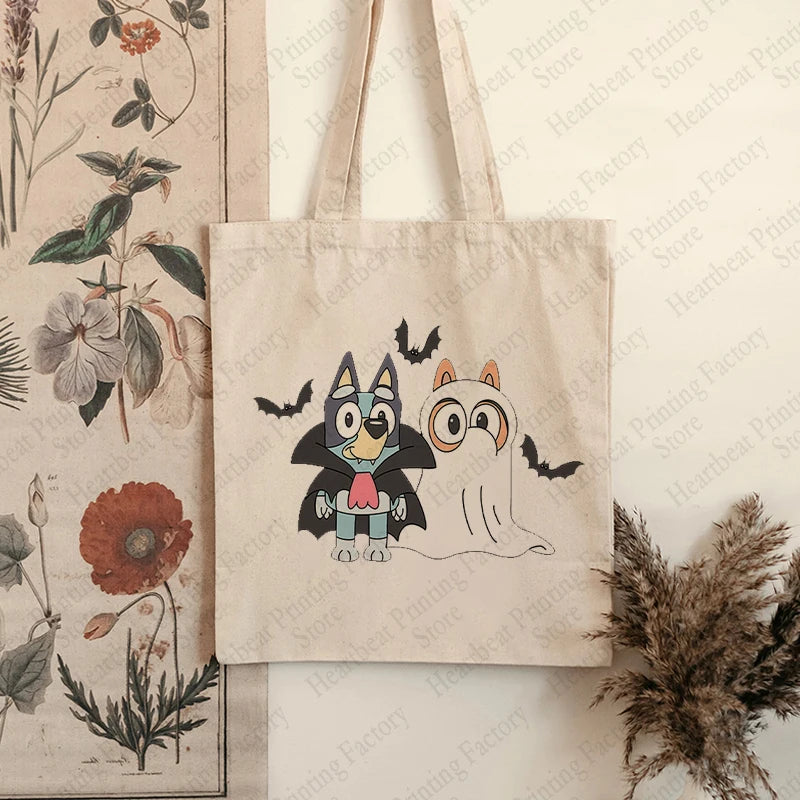 イベント・ハロウィングッズ|ハロウィンゴースト&コウモリ柄トートバッグ(34c×39c)