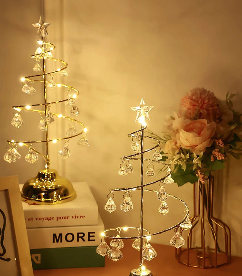 モチーフライト|イベント・パーティー装飾|LED クリスタルツリーテーブルランプ(高さ33c) 電池式