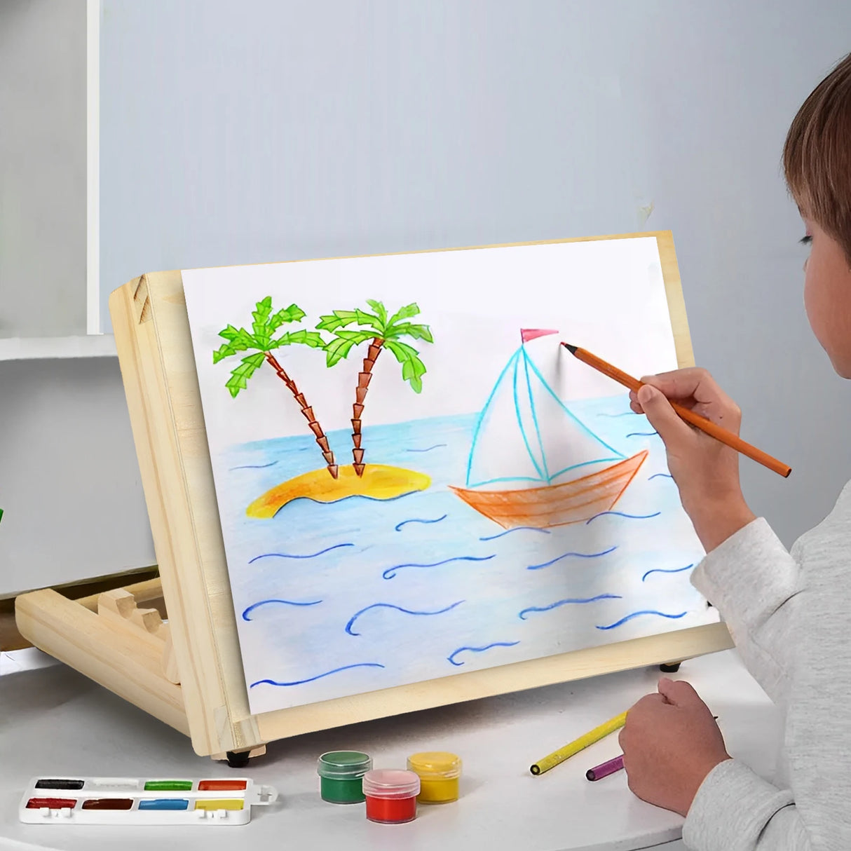 【角度調節可能】折りたたみ式木製イーゼルスタンド