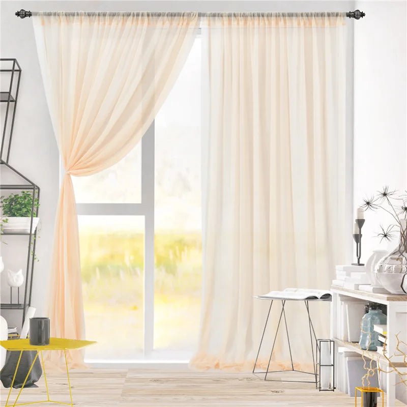 エレガントなシアーカーテン 背景デコレーション