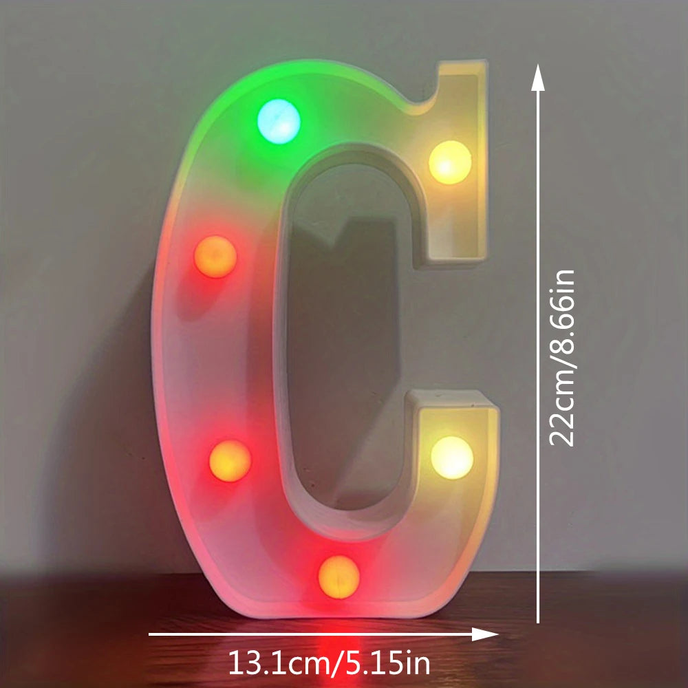 【LED装飾】LEDライト・デコレーションライト(アルファベット/数字)マルチカラー 22cm