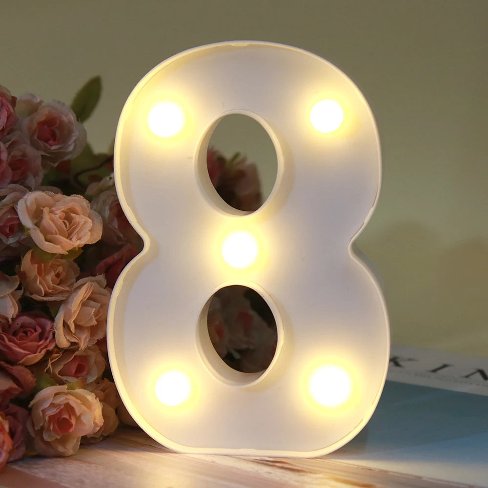 【LED装飾】LEDライト・デコレーションライト(ハート/数字/アルファベット)ホワイト 16cm