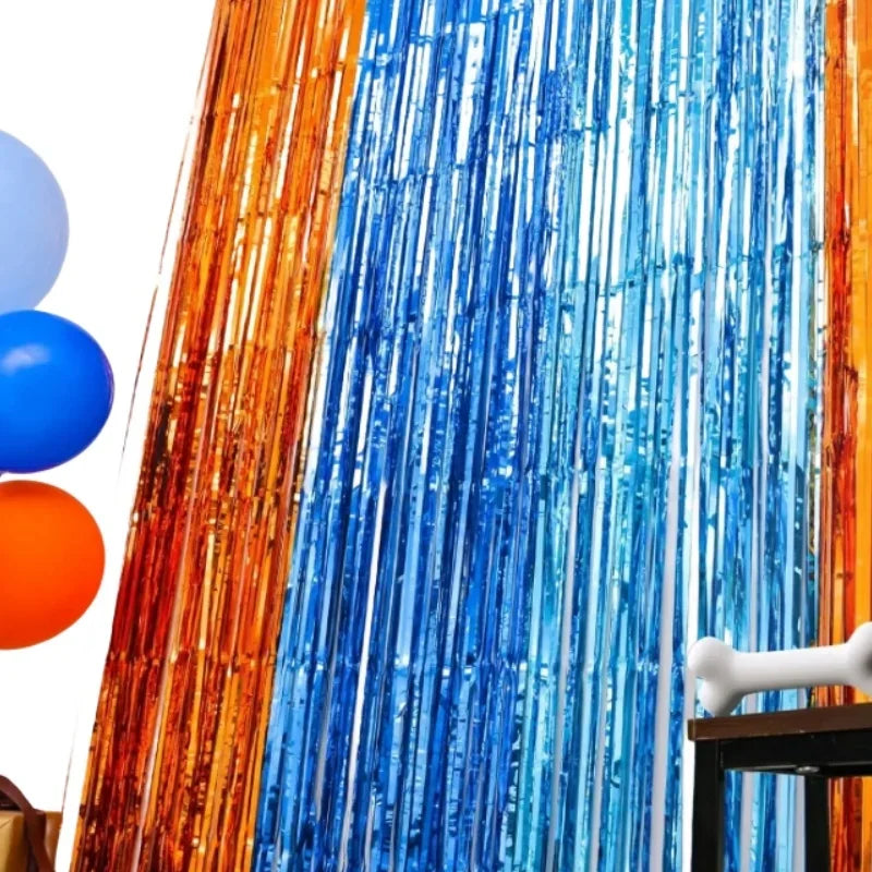 パーティー・インテリア装飾 ブルー&オレンジ系カラフルカーテン 1枚入 マーメイドテーマ
