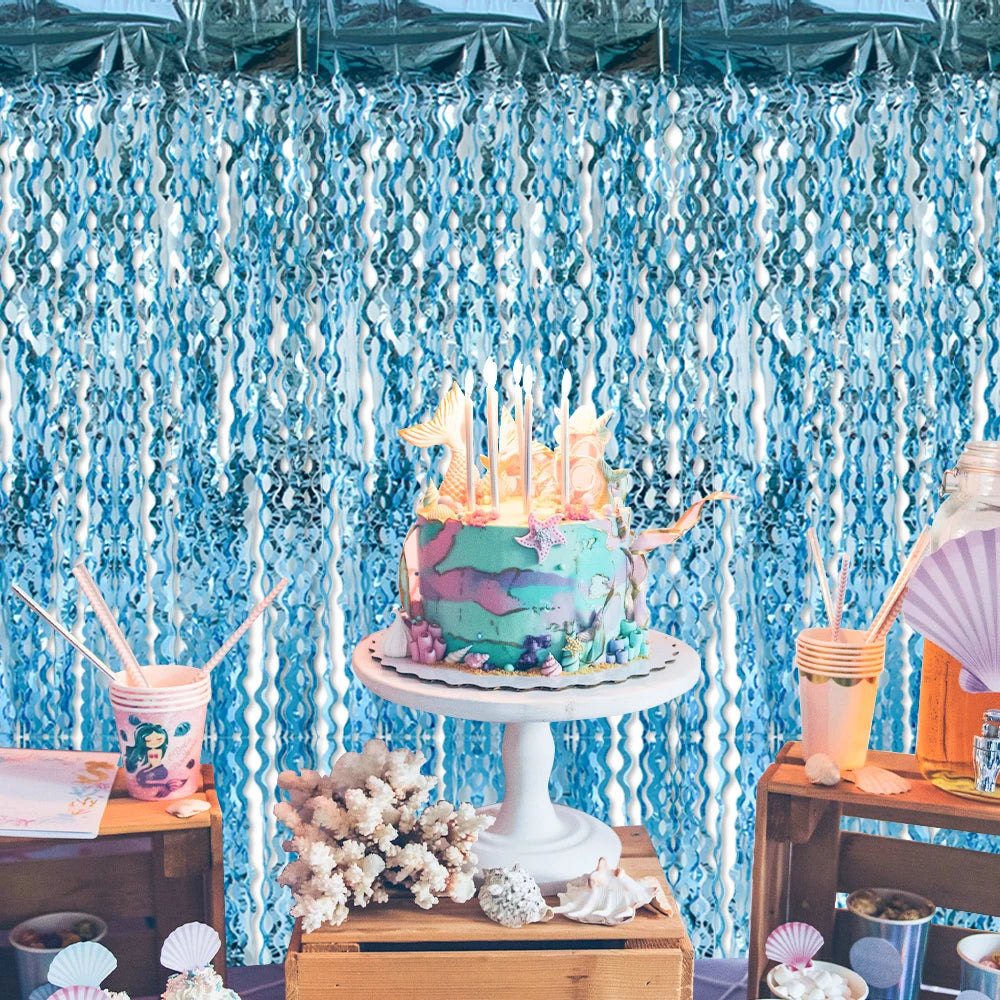 パーティー・インテリア用装飾 波形カーテン 壁面装飾 マーメイドテーマ