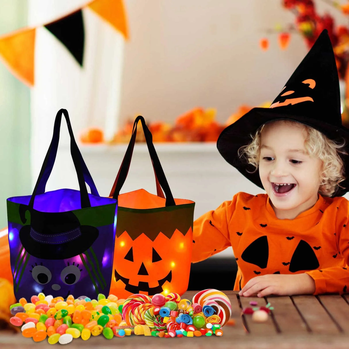 イベント・ハロウィングッズ|LEDライト付きハロウィントリックバスケット