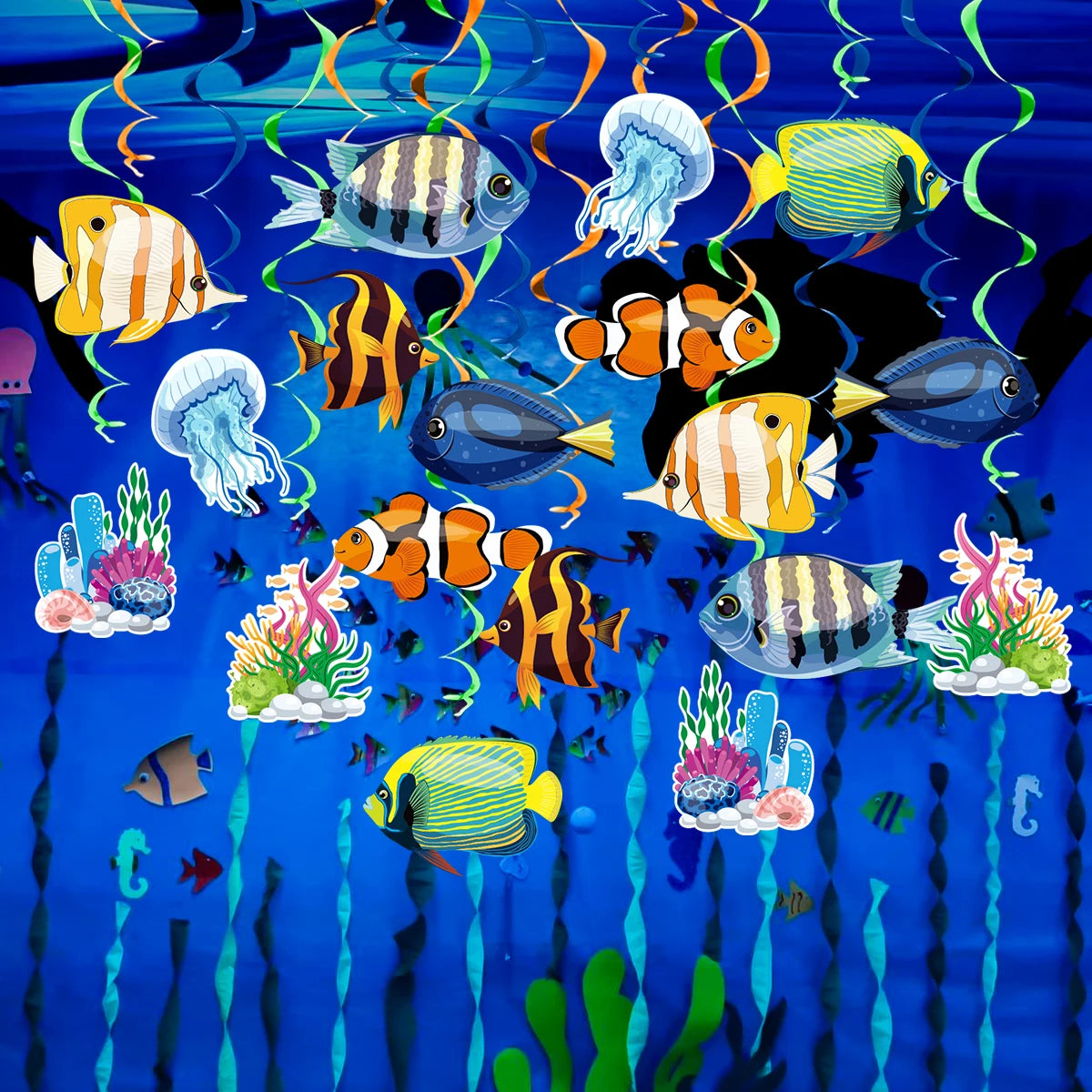 海の生き物 ハニカム飾り 吊り下げ装飾 パーティー装飾 海テーマ