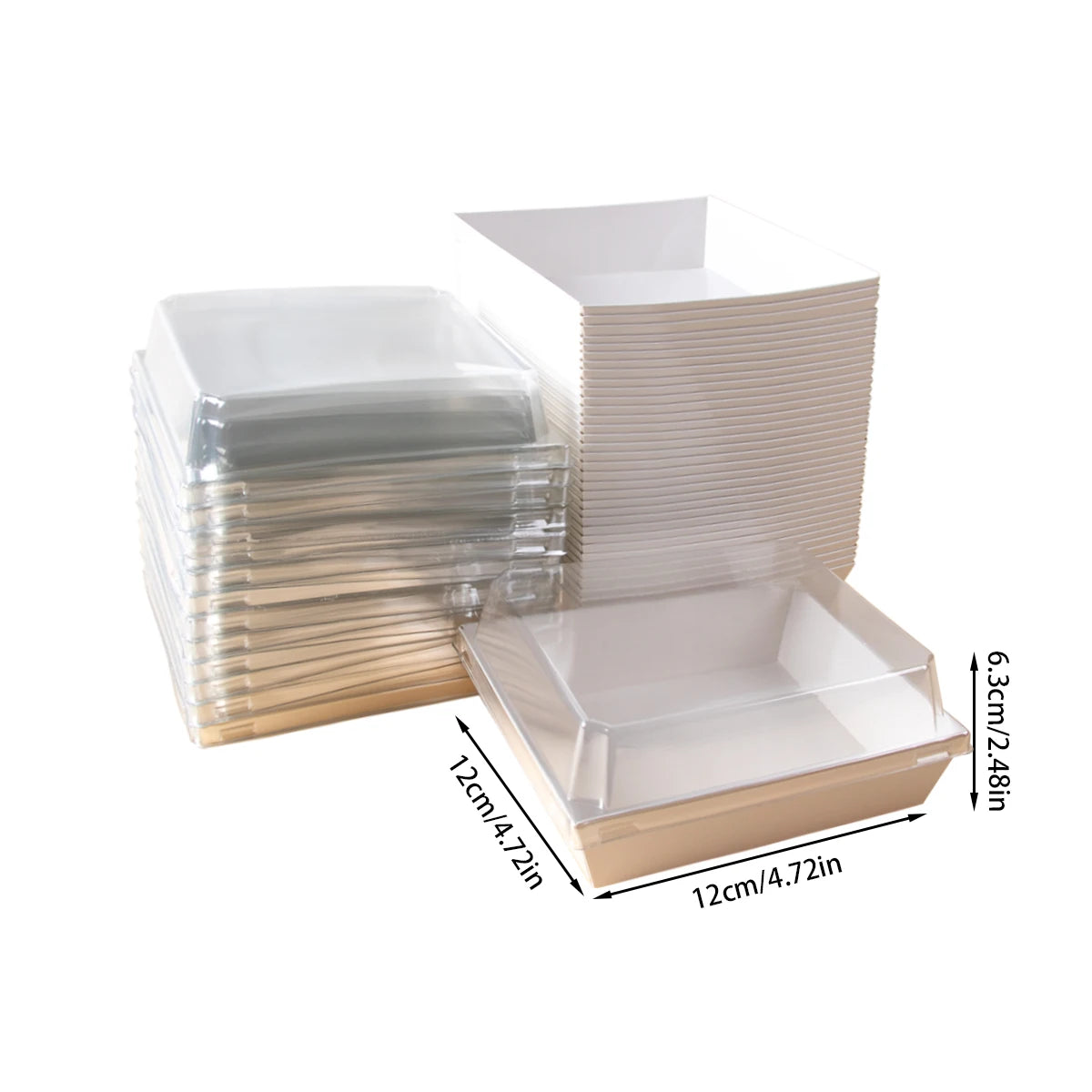|イベント・ノベルティ用品 | 透明フタ付クラフト紙ボックス10個セット | 12×6.3×12c