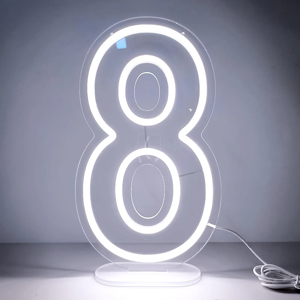 LED数字ネオンサイン(ネオン看板)(0〜9)|USB電源・調光機能付き