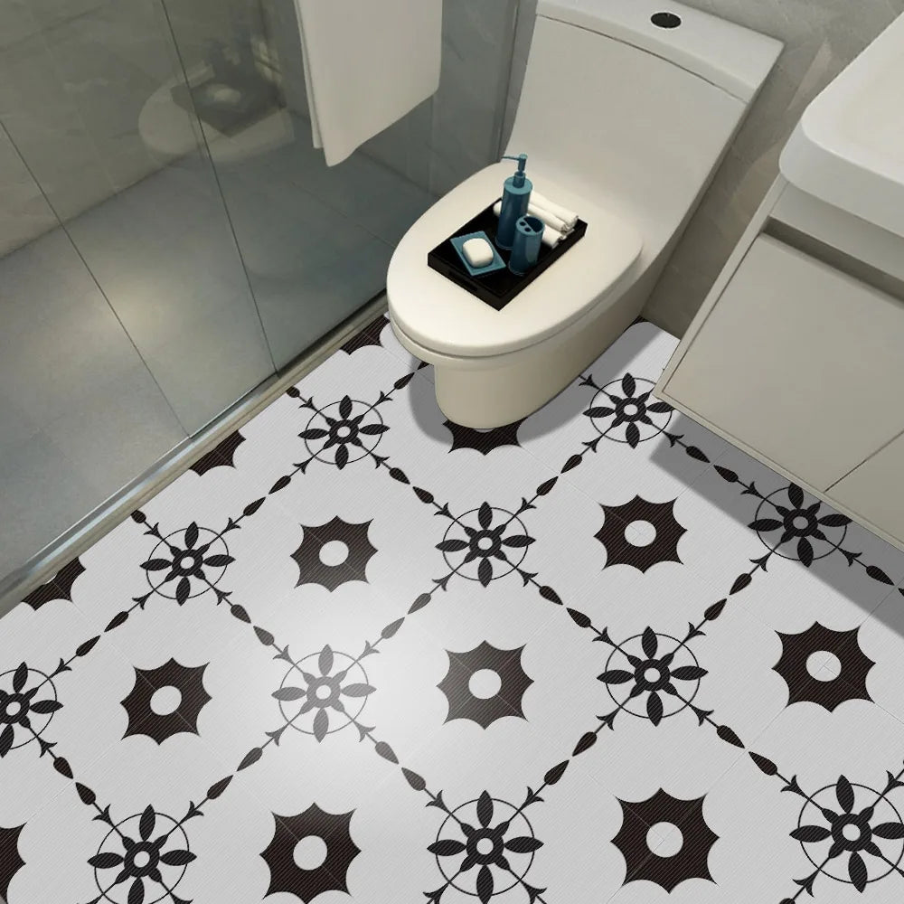 DIYフロアシート モノトーンタイル風 ステッカー 4枚入 モダン