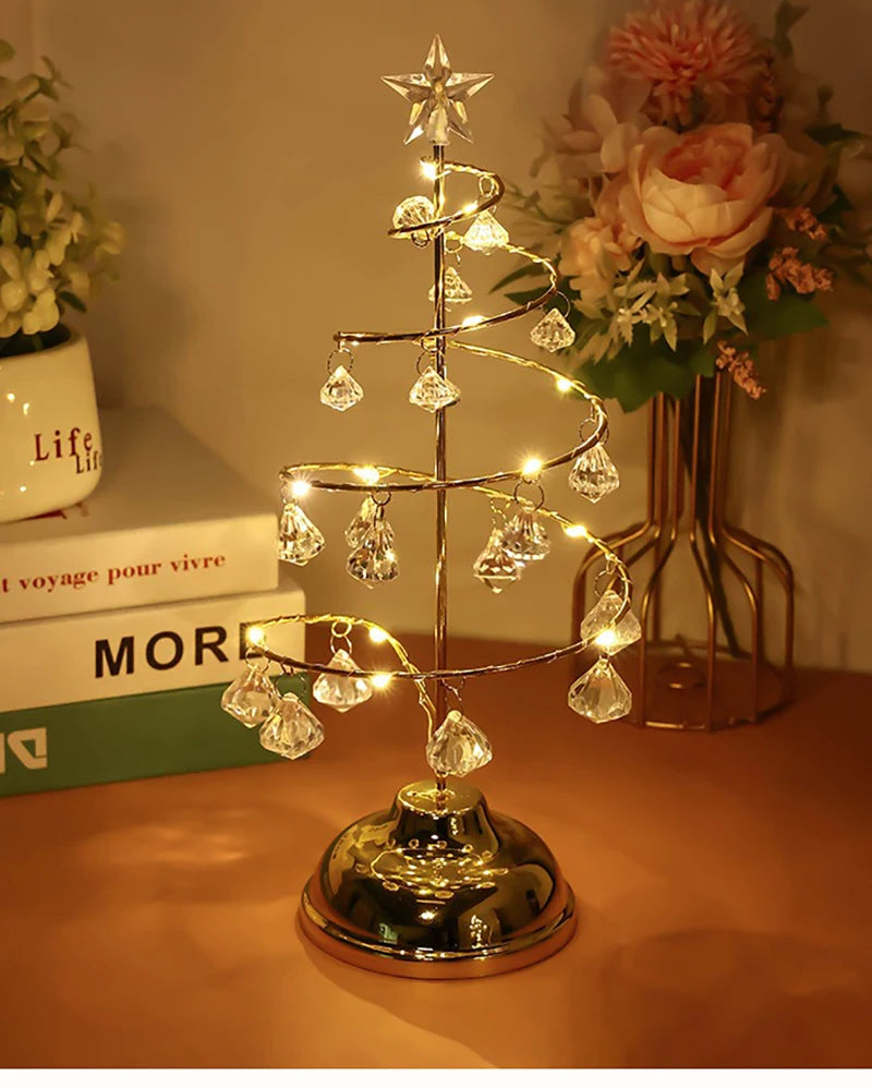 モチーフライト|イベント・パーティー装飾|LED クリスタルツリーテーブルランプ(高さ33c) 電池式
