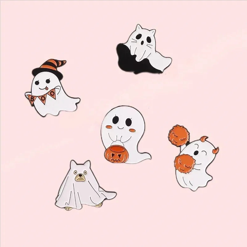 イベント・ハロウィングッズ|カボチャゴーストエナメルブローチ