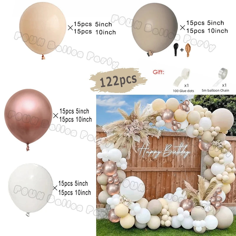 ベージュホワイト バルーンガーランドアーチキット